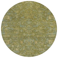 Machine Washable Indoor/Outdoor Chantille ACN2322 Green 8' x 8' Round Rug