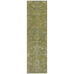 Machine Washable Indoor/Outdoor Chantille ACN2322 Green 2'3" x 7'6" Runner Rug