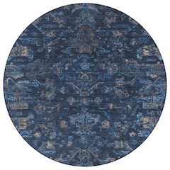 Machine Washable Indoor/Outdoor Chantille ACN2322 Blue 8' x 8' Round Rug