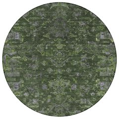 Machine Washable Indoor/Outdoor Chantille ACN2322 Green 8' x 8' Round Rug