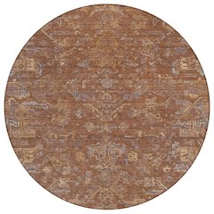 Machine Washable Indoor/Outdoor Chantille ACN2322 Orange 8' x 8' Round Rug