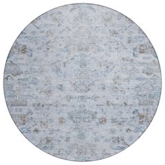 Machine Washable Indoor/Outdoor Chantille ACN2322 Blue 8' x 8' Round Rug