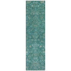 Machine Washable Indoor/Outdoor Chantille ACN2322 Teal 2'3" x 7'6" Runner Rug