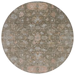 Machine Washable Indoor/Outdoor Chantille ACN2323 Brown 8' x 8' Round Rug