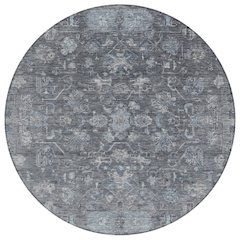 Machine Washable Indoor/Outdoor Chantille ACN2323 Gray 8' x 8' Round Rug