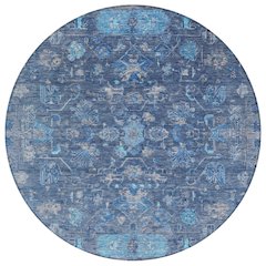 Machine Washable Indoor/Outdoor Chantille ACN2323 Blue 8' x 8' Round Rug