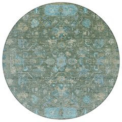 Machine Washable Indoor/Outdoor Chantille ACN2323 Green 8' x 8' Round Rug