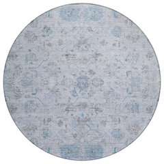 Machine Washable Indoor/Outdoor Chantille ACN2323 Blue 8' x 8' Round Rug