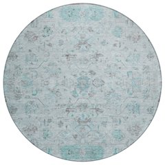 Machine Washable Indoor/Outdoor Chantille ACN2323 Teal 8' x 8' Round Rug