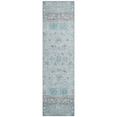 Machine Washable Indoor/Outdoor Chantille ACN2323 Teal 2'3" x 7'6" Runner Rug