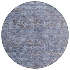Machine Washable Indoor/Outdoor Chantille ACN2324 Blue 8' x 8' Round Rug