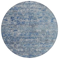 Machine Washable Indoor/Outdoor Chantille ACN2324 Blue 8' x 8' Round Rug