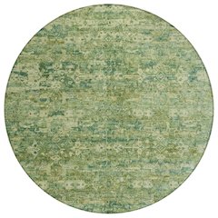 Machine Washable Indoor/Outdoor Chantille ACN2324 Green 8' x 8' Round Rug