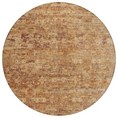 Machine Washable Indoor/Outdoor Chantille ACN2324 Orange 8' x 8' Round Rug