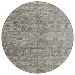 Machine Washable Indoor/Outdoor Chantille ACN2324 Gray 8' x 8' Round Rug