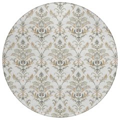 Machine Washable Indoor/Outdoor Chantille ACN2325 Ivory 8' x 8' Round Rug