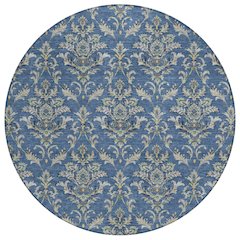 Machine Washable Indoor/Outdoor Chantille ACN2325 Blue 8' x 8' Round Rug