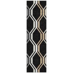 Machine Washable Indoor/Outdoor Chantille ACN2326 Black 2'3" x 7'6" Runner Rug
