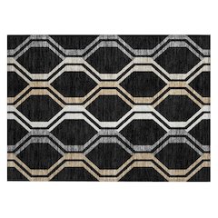 Machine Washable Indoor/Outdoor Chantille ACN2326 Black 1'8" x 2'6" Rug