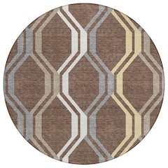 Machine Washable Indoor/Outdoor Chantille ACN2326 Brown 8' x 8' Round Rug