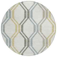 Machine Washable Indoor/Outdoor Chantille ACN2326 Ivory 8' x 8' Round Rug