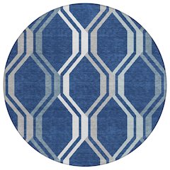 Machine Washable Indoor/Outdoor Chantille ACN2326 Blue 8' x 8' Round Rug