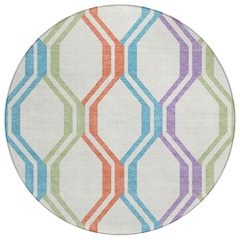 Machine Washable Indoor/Outdoor Chantille ACN2326 Ivory 8' x 8' Round Rug
