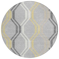 Machine Washable Indoor/Outdoor Chantille ACN2326 Gray 8' x 8' Round Rug