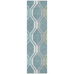 Machine Washable Indoor/Outdoor Chantille ACN2326 Teal 2'3" x 7'6" Runner Rug
