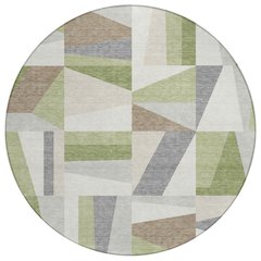 Machine Washable Indoor/Outdoor Chantille ACN2327 Green 8' x 8' Round Rug