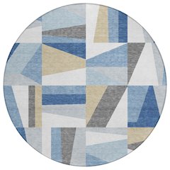 Machine Washable Indoor/Outdoor Chantille ACN2327 Blue 8' x 8' Round Rug