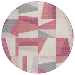 Machine Washable Indoor/Outdoor Chantille ACN2327 Pink 8' x 8' Round Rug