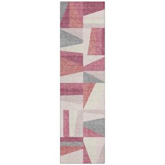 Machine Washable Indoor/Outdoor Chantille ACN2327 Pink 2'3" x 7'6" Runner Rug