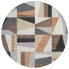 Machine Washable Indoor/Outdoor Chantille ACN2327 Gray 8' x 8' Round Rug