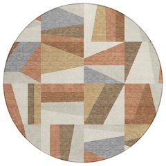 Machine Washable Indoor/Outdoor Chantille ACN2327 Orange 8' x 8' Round Rug