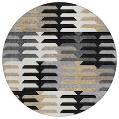 Machine Washable Indoor/Outdoor Chantille ACN2328 Black 8' x 8' Round Rug