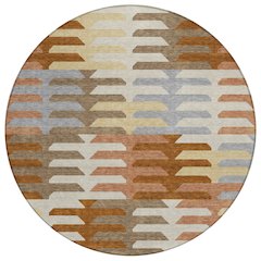 Machine Washable Indoor/Outdoor Chantille ACN2328 Orange 8' x 8' Round Rug