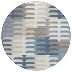 Machine Washable Indoor/Outdoor Chantille ACN2328 Blue 8' x 8' Round Rug
