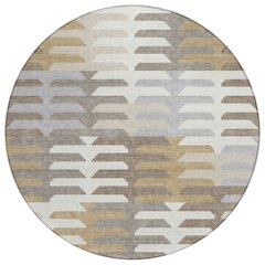 Machine Washable Indoor/Outdoor Chantille ACN2328 Brown 8' x 8' Round Rug