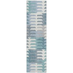 Machine Washable Indoor/Outdoor Chantille ACN2328 Teal 2'3" x 7'6" Runner Rug