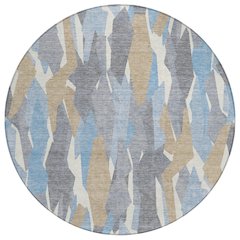 Machine Washable Indoor/Outdoor Chantille ACN2329 Blue 8' x 8' Round Rug