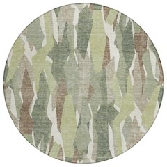 Machine Washable Indoor/Outdoor Chantille ACN2329 Green 8' x 8' Round Rug