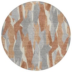 Machine Washable Indoor/Outdoor Chantille ACN2329 Orange 8' x 8' Round Rug