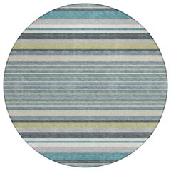 Machine Washable Indoor/Outdoor Chantille ACN2330 Teal 8' x 8' Round Rug