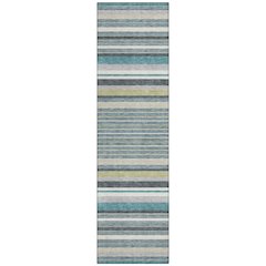 Machine Washable Indoor/Outdoor Chantille ACN2330 Teal 2'3" x 7'6" Runner Rug