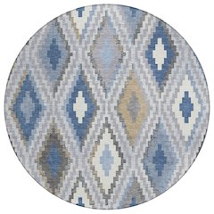 Machine Washable Indoor/Outdoor Chantille ACN2331 Blue 8' x 8' Round Rug