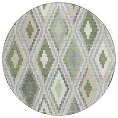 Machine Washable Indoor/Outdoor Chantille ACN2331 Green 8' x 8' Round Rug