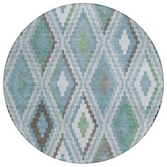 Machine Washable Indoor/Outdoor Chantille ACN2331 Teal 8' x 8' Round Rug