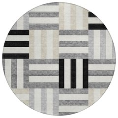 Machine Washable Indoor/Outdoor Chantille ACN2332 Black 8' x 8' Round Rug