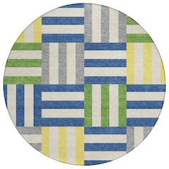 Machine Washable Indoor/Outdoor Chantille ACN2332 Blue 8' x 8' Round Rug